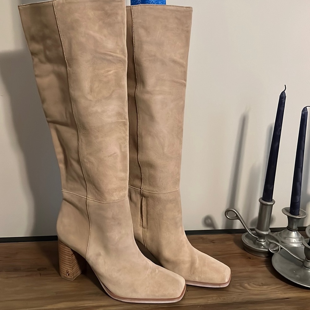 Sam Edelman tan knee high suede boots sz 9.